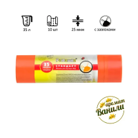 Мешки для мусора Ромашка Стандарт 35л, с завязками, ПВД, 50х58см, 25мкм, 10шт, оранжевые, в рулоне