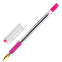 Ручка шариковая Munhwa MC Gold розовая, 0.5мм, прозрачный корпус