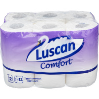 Туалетная бумага Luscan Comfort в рулоне, белая, 21.88м, 2 слоя, 12 рулонов