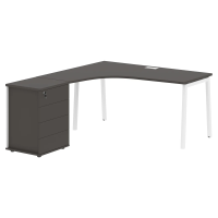 Стол эргономичный с тумбой ELCET 1518(L) Мокко/Белый 1560х1880х750 EDIS