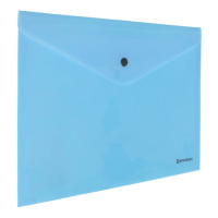 Папка-конверт с кнопкой BRAUBERG 'Pastel', А4, до 100 листов, непрозрачная, аквамарин, 0,18 мм, 2704