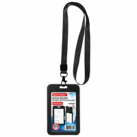 Бейдж вертикальный (85х54 мм), лента 45 см с карабином, СЛАЙДЕР, черный, BRAUBERG EXTRA, 238831
