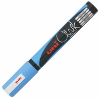 Маркер меловой Uni PWE-5M L.BL голубой, 1.8-2.5мм, влагостираемый, для гладких поверхностей