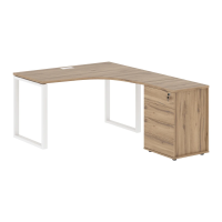 Стол эргономичный с тумбой EQCET 1318(R) Дуб Денвер светлый/Белый 1360х1880х750 EDIS
