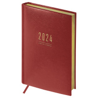 Ежедневник датированный Officespace Dallas бордовый, A5, 176 листов, под кожу, 2024