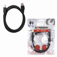 Кабель USB 2.0 Sonnen Economy 1.5м, для подключения периферии, черный, 513118