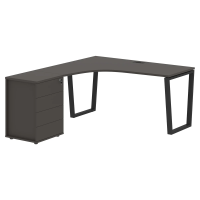 Стол эргономичный с тумбой EVCET 1518(L) Мокко/Черный 1560х1880х750 EDIS