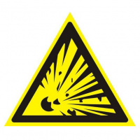 Знак Взрывоопасно Гасзнак 200х200мм, самоклеящаяся пленка ПВХ, W02