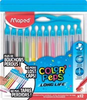 Фломастеры 12цв. MAPED COLOR'PEPS LONG LIFE, нетеряющ. колпачки, футляр на молнии