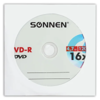 Диск DVD-R Sonnen 4.7Gb, 16x, бумажный конверт, 1шт/уп