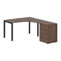 Стол эргономичный с тумбой EUCET 1318(R) Дуб Денвер тёмный/Черный 1360х1880х750 EDIS