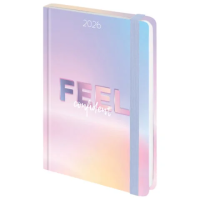 Ежедневник датированный 2026 с резинкой 145х203 мм, А5, BRAUBERG, твердый, 'Нежность', 117347