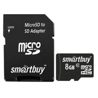 Карта памяти Smartbuy micro SDHC 8Gb, 10мб/с, с адаптером