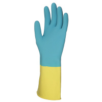 Перчатки латексные Household Gloves Bi-color р.M, сине-желтые