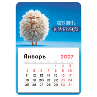 Календарь отрывной на магните, 130*180 мм, склейка BG 'Кучерявый', 2027г.