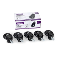 Колеса (ролики) BRABIX для кресла мягкие, резиновые, d 64 мм, КОМПЛЕКТ 5 шт., шток d 11 мм, в коробе