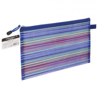 Пластиковая папка на молнии Brauberg Stripes разноцветная-полупрозрачная, 220х310мм