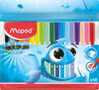 Фломастеры 18цв. MAPED OCEAN, в пакете с подвесом