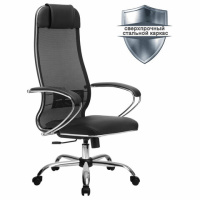 Кресло руководителя Метта К-5.1, ткань-сетка/экожа, черная, крестовина хром