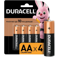 Батарейка Duracell Basic AA LR6, 1.5В, алкалиновые, 4шт/уп