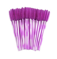 Щеточки для бровей и ресниц двухцветные пурпурные, 50шт/уп