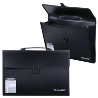 Папка-портфель Brauberg Style черная, А4, 3 отделения, пластик, 40мм