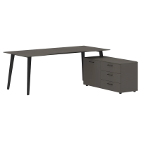 Стол руководителя с тумбой JCT 2018(R) Орех Мокко/Антрацит 2000х1800х750 JAY