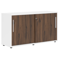 Шкаф низкий с дверьми купе ELC 1343 Дуб Денвер тёмный/Белый/Белый 1346х430х750 EDIS