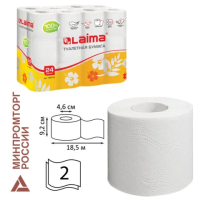 Туалетная бумага Laima 2 слоя, 24 рулона, 18,5м, белая