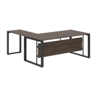 Стол руководителя угловой ECT 1819 Дуб Денвер темный/Антрацит 1800х1900х750 ENIO