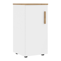 Шкаф колонка с глухой малой дверью (L) и топом FLC 40.1(L) Белый премиум/Дуб Гамильтон 404х429х818