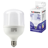 Лампа светодиодная SONNEN, 30 (250) Вт, цоколь Е27, цилиндр, холодный белый, 30000 ч, LED Т100-30W-6