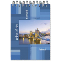 Блокнот Attache Colors of city, А6, 40 листов, в клетку, на спирали, ламинированный картон