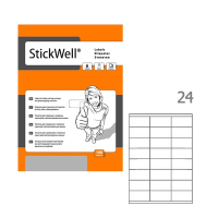 Этикетки самоклеящиеся Stickwell 11248, белые, 70х35мм, 2400шт