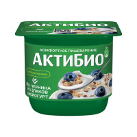 Йогурт Актибио Черника-злаки, 3%, 130г