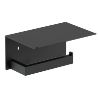 Держатель туалетной бумаги Nofer Corinto с полочкой, черный, 16878.N