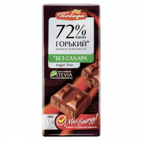 Шоколад Победа Горький, 72% какао, без сахара, 100 г