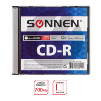 Диск CD-R Sonnen 700Mb, 52x, Slim Case, 1шт/уп