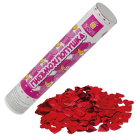 Хлопушка пневматическая ЗОЛОТАЯ СКАЗКА 'СЕРДЕЧКИ' 30 см, фольга, сердечки, красный, 591475