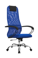 Кресло офисное Метта SU-B-8, ткань-сетка, синяя, крестовина хром