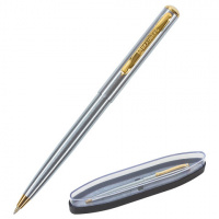 Ручка бизнес-класса шариковая BRAUBERG Maestro, СИНЯЯ, корпус серебристый с золотистым, линия псьма