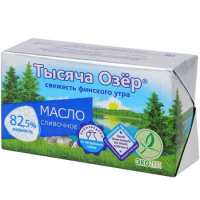 Масло сливочное Тысяча Озер 82.5%, 180г, несоленое