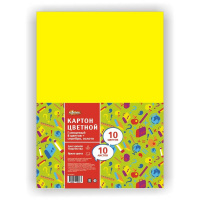 Цветной картон №1 School Отличник 10 цветов, А4, 10 листов, мелованный, золото+сереб
