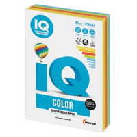 Цветная бумага для принтера Iq Color intensive 5 цветов, А4, 250 листов, 80г/м2, RB02