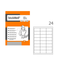 Этикетки самоклеящиеся Stickwell 11246, белые, 64.6x33.8мм, 2400шт