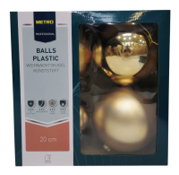 METRO PROFESSIONAL Набор елочных шаров золотой 20см, 4шт