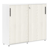 Шкаф средний с дверьми купе EMC 1643 Ясень Траун/Черный/Белый 1606х430х1355 EDIS