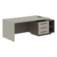 Стол руководителя с тумбой VCT 2190(R) Аметист/Дуб Сильвер 2100х900х750 VELION