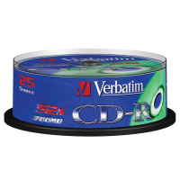 Диск CD-R Verbatim 700Mb, 52x, Cake Box, 25шт/уп