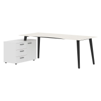 Стол руководителя с тумбой JCT 2013(L) Ясень белый/Антрацит 2000х1300х750 JAY